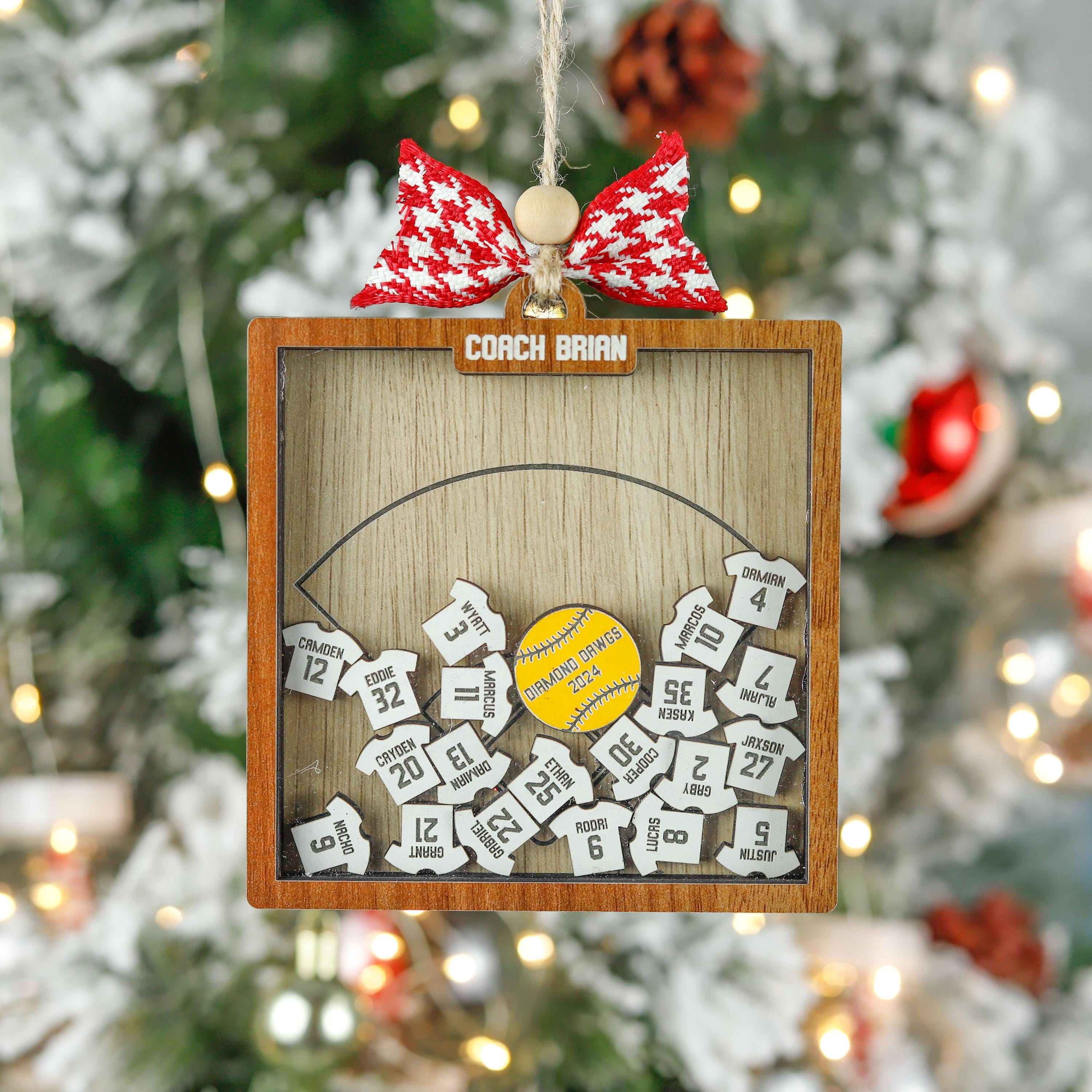 Softball Coach Thank You Ornament Personalized Wooden Shaker Ornament Softball Players Christmas Keepsake Custom Softball Girlfriend Gifts