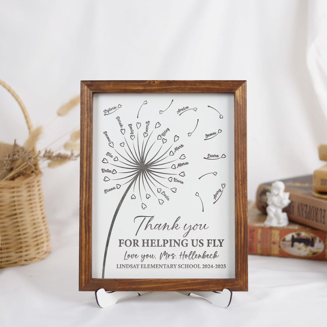 Dandelion Teacher Frame Sign, Teacher Appreciation Gift, Thank You for ...