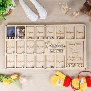 Birth Through Graduation School Years Photo Frame Personalized Kindergarten To Grad School Picture Frame, Wood Picture Frame, Pre K To Grad