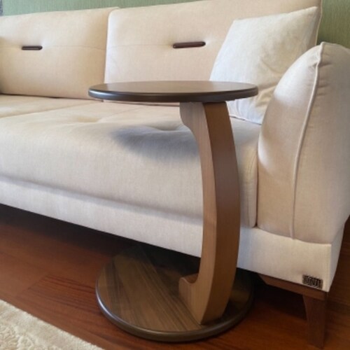 C Shape Side/End Tables,Laptop Stand,Couch Table,Sofa Table,Wallnut shops table,Livingroom Table,Housewarming Gift,Modern Round C Shape Side table