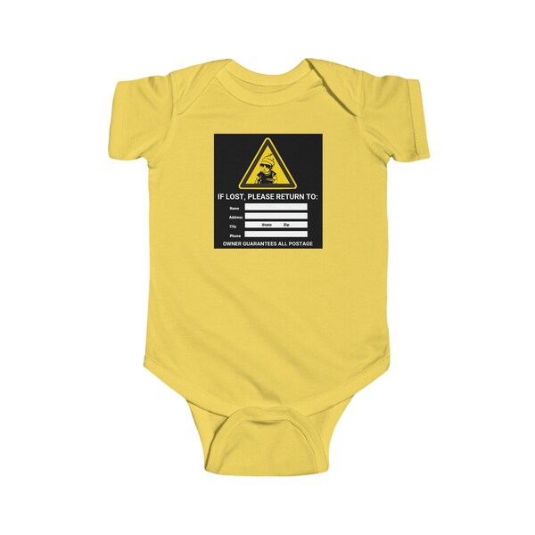 If lost, please return to... Funny Baby Bodysuit