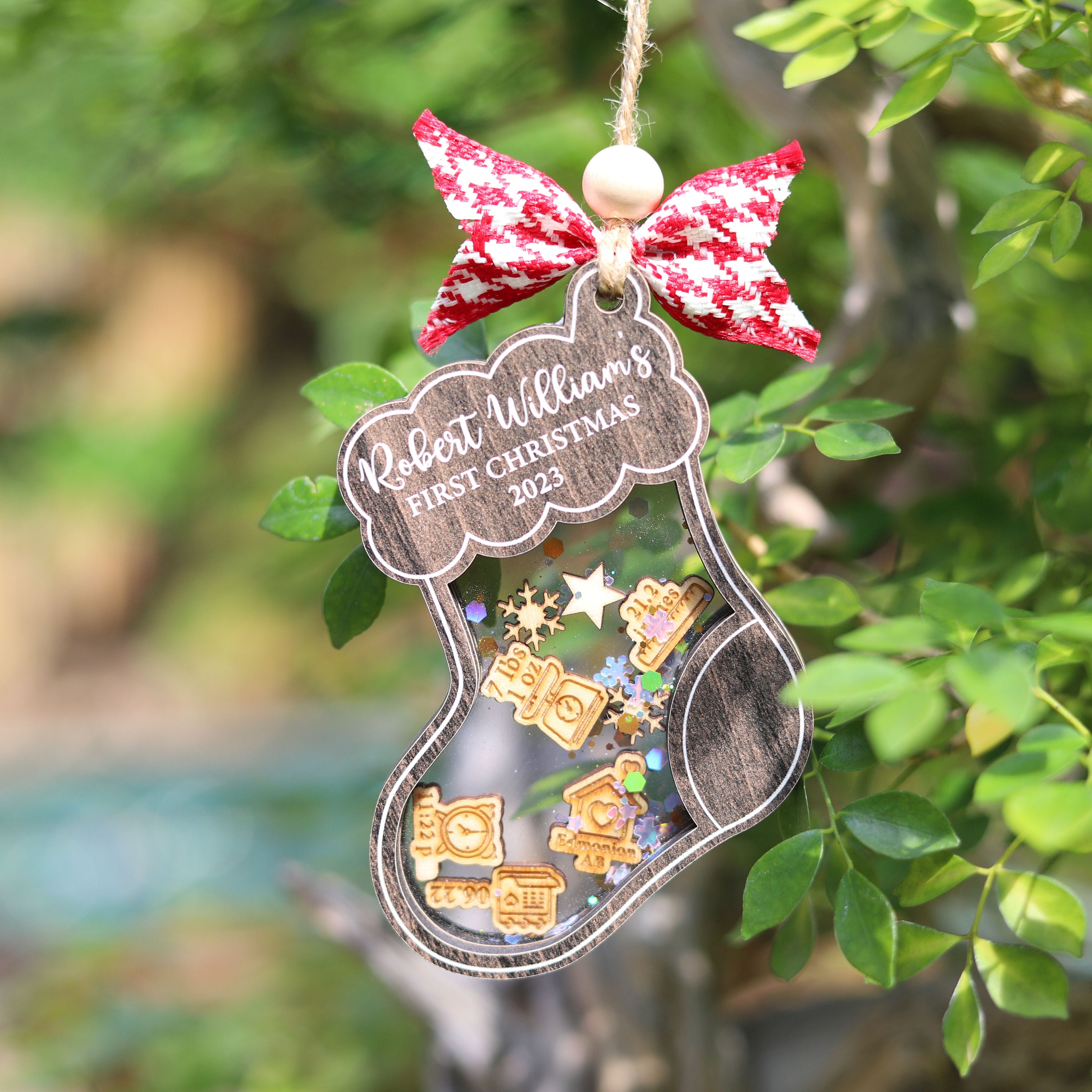 Stocking Baby's First Christmas Ornament 2023, Personalized Baby 1st