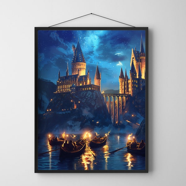 Hogwarts Castle Wall Art | Wizard School Print | Magical Poster Art Print | Instant Digital Download