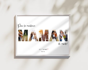 Affiche Maman Personnalisée avec Photos | Cadeau Fête des Mères | Cadeau pour Maman | Décoration Murale Personnalisée | Digital download