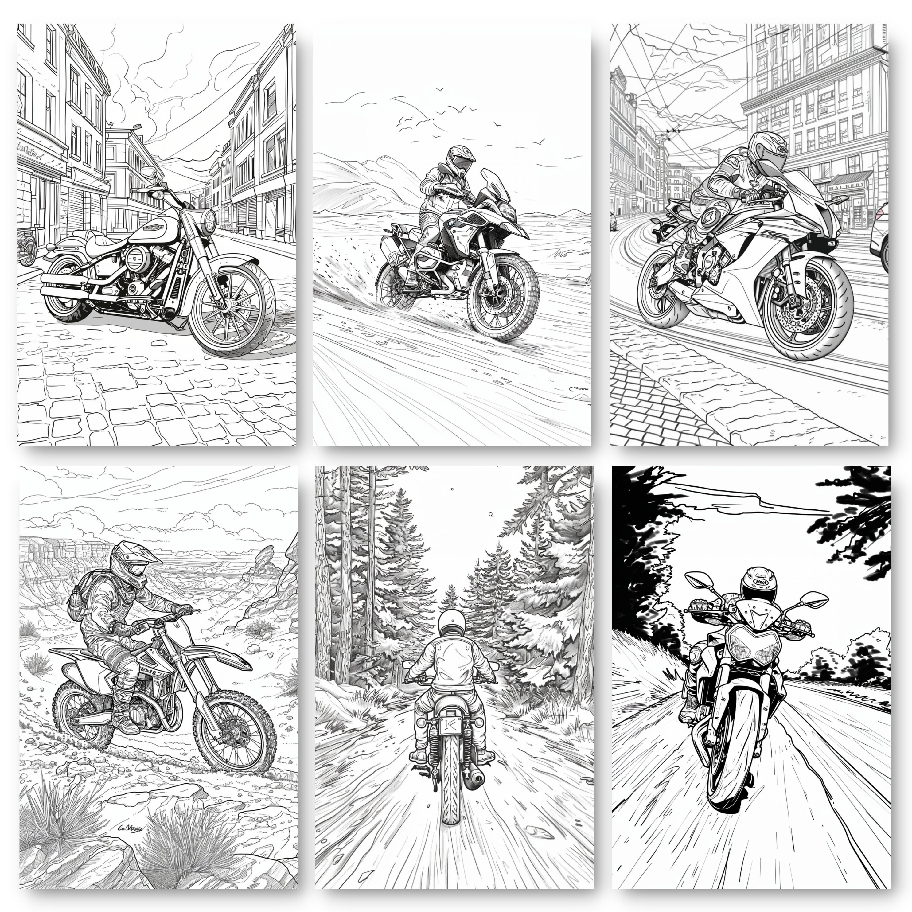 40 Motorcycle Coloring Pages for Adults and Kids, High-quality