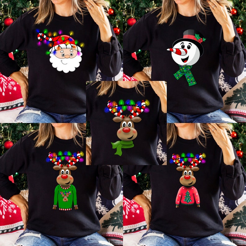 Christmas Bundle Png, Sublimation Design, Cute Reindeer, Santa, Snowman