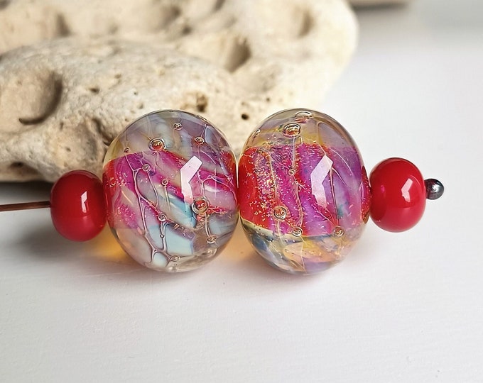 Lot De 24 Perles Artisanales En Pâte De Verre - Couleur Jaune Et Vert, Style Murano