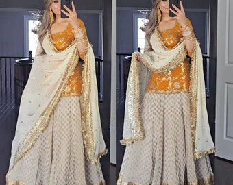 Muslim Salwar Lehenga Choli Designer Lehenga Indian Outfits, Punjabi Suit EID Special Festival Clothing Salwar Kameez Readymade Partywear