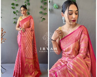 Pure Pink Silk Saree For Women USA, Leheriya Saree, Party Wear Wedding Saree, Casual Wear Saree, Wedding Gift For Her