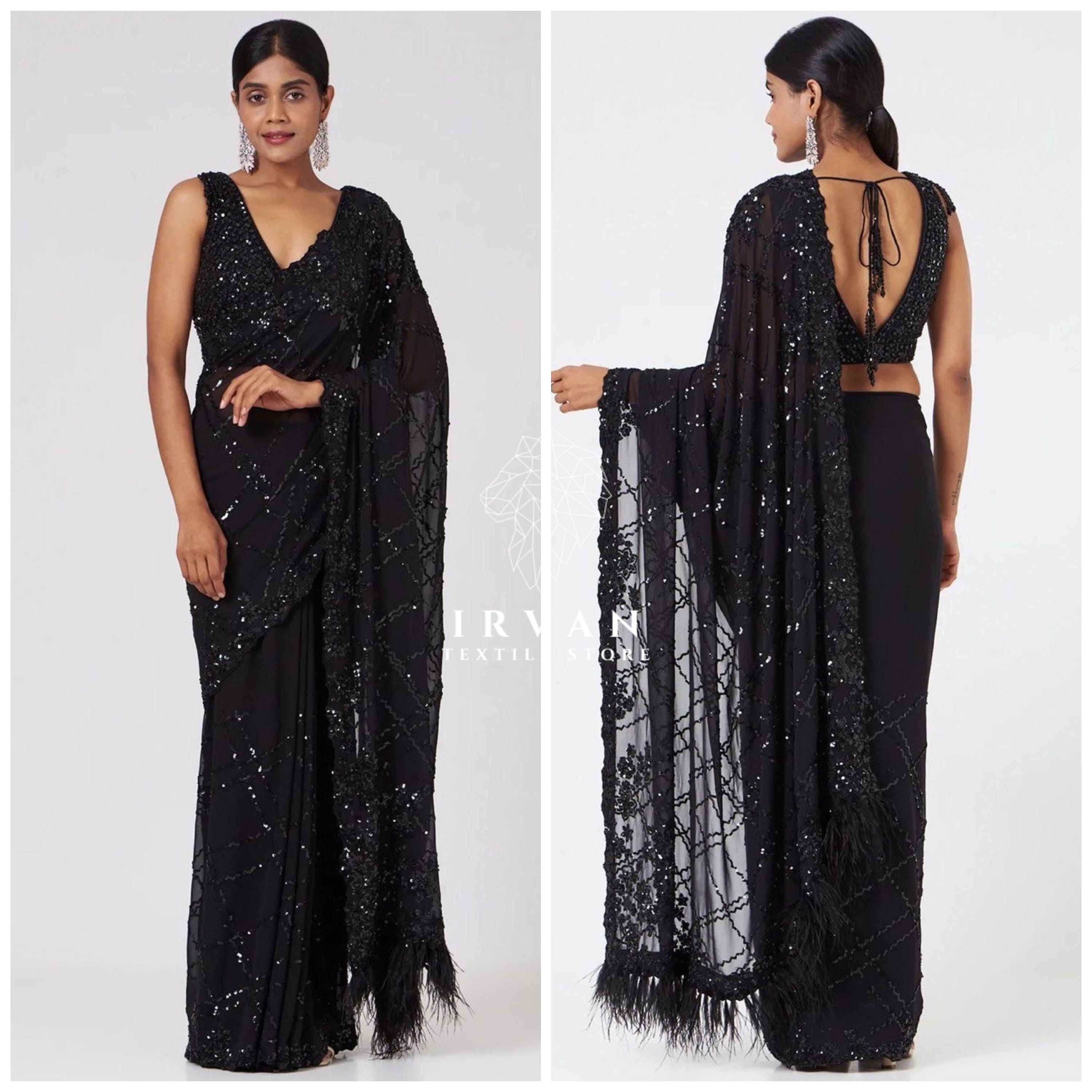 Black on sale lace saree