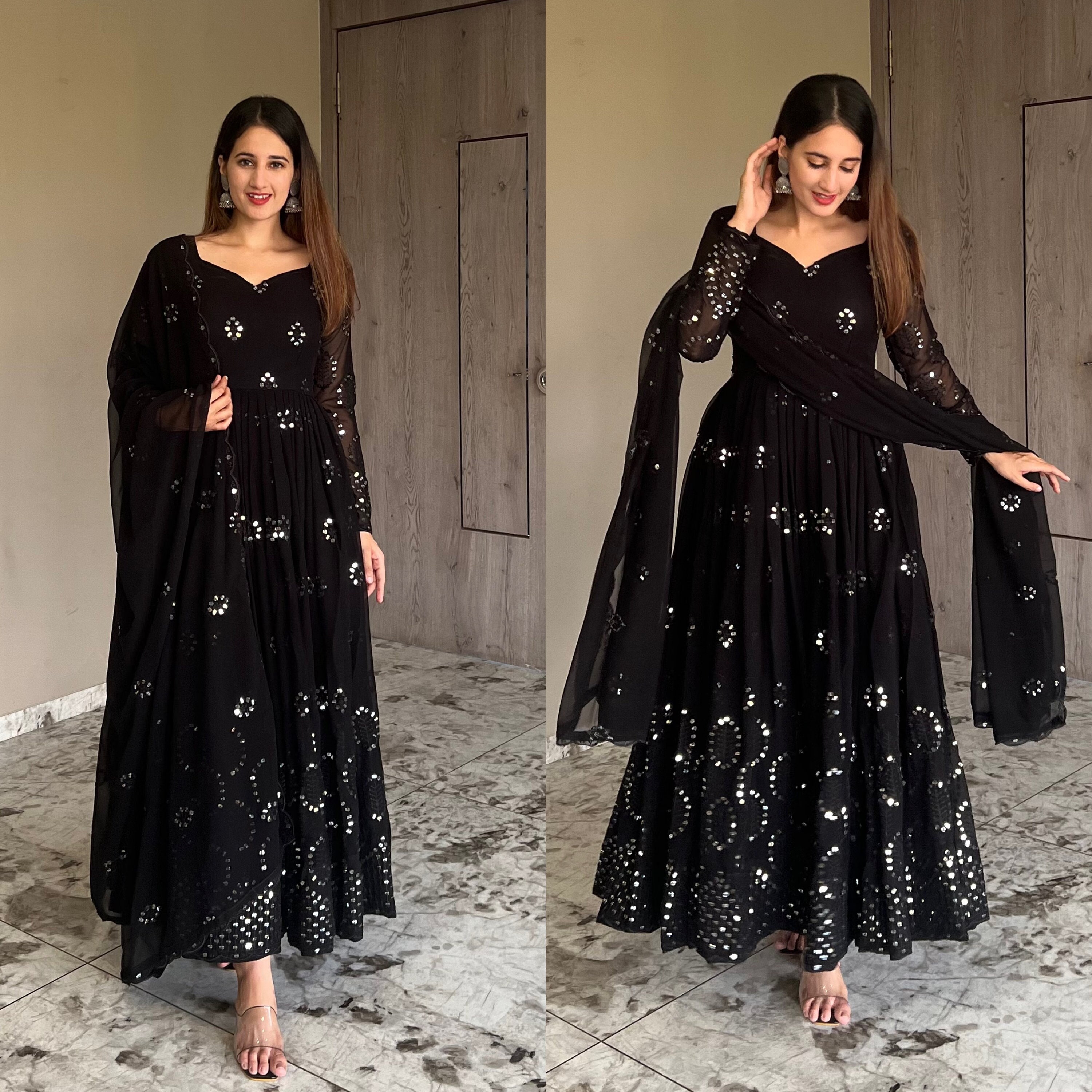 Bold & Beautiful Black Anarkali Suit Set – Hatheli