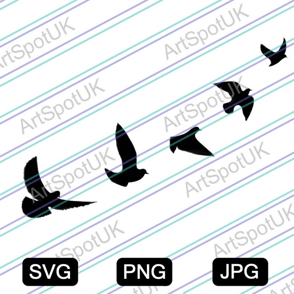 Flying birds vinyl  Vector file SVG FORMAT for Cricut, Silhouette, Png, Decal, Sticker, Vinyl,Pin birds for scenery projects