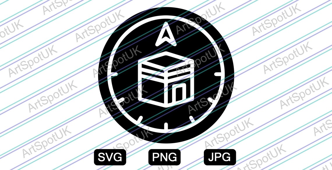 Qibla Direction Symbol Vector File SVG FORMAT for Cricut, Silhouette