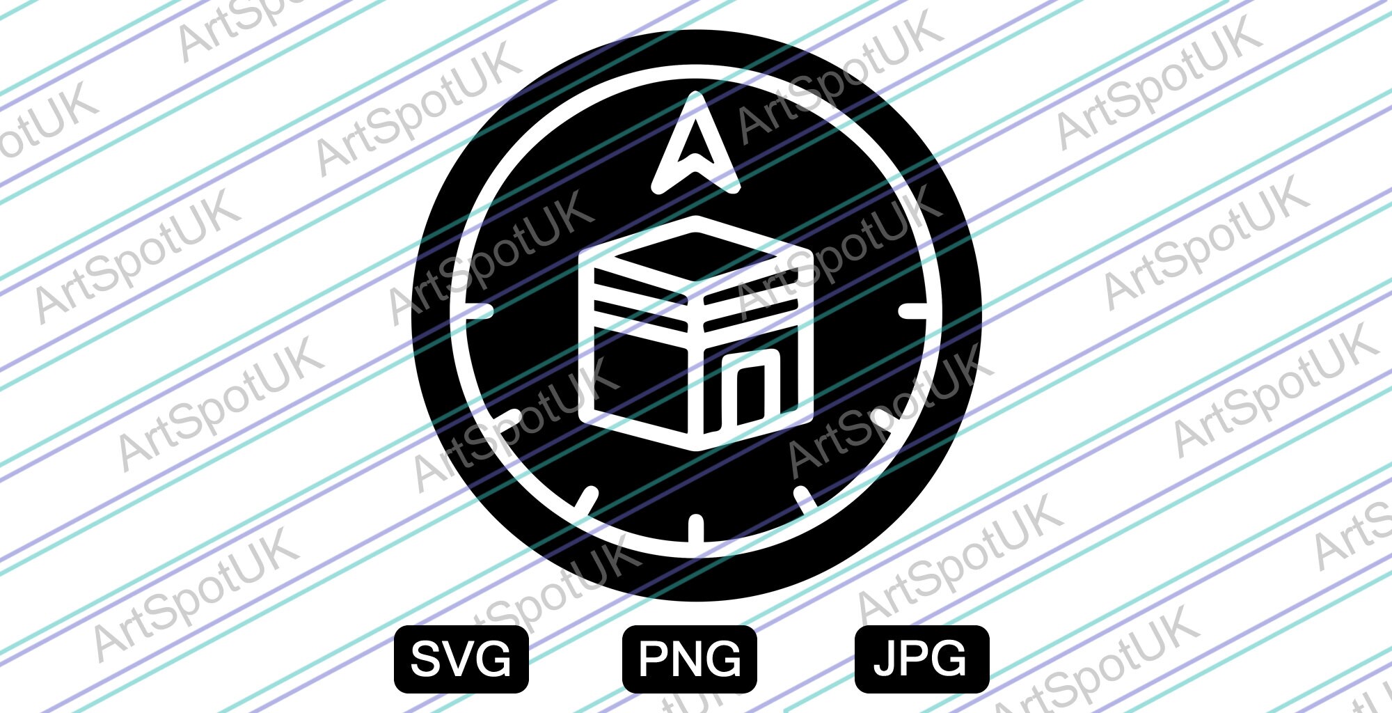 Qibla Direction Symbol Vector File SVG FORMAT for Cricut, Silhouette