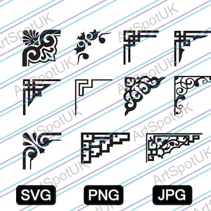 Corner border Edges  vinyl  Vector file SVG FORMAT for Cricut, Silhouette, Png, Decal, Sticker, Vinyl,Pin corners borders for art work