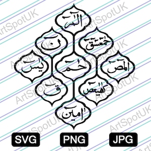 Loh e Qurani Arabic Calligraphy Vector file SVG FORMAT for Cricut, Silhouette, Png, Decal, Sticker, Vinyl,Pin, Huroof Muqattaat