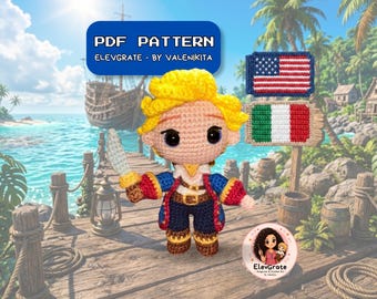 Guybrush Threepwood Amigurumi Crochet Pattern PDF – Monkey Island Mighty Pirate Inspired Doll