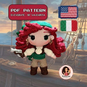 Elaine Marley Amigurumi Crochet Pattern PDF | Pirate Governor Doll | Digital Download EN/IT | Video Game Inspired | ElevGrate