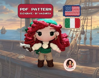 Elaine Marley Amigurumi Crochet Pattern PDF | Pirate Governor Doll | Digital Download EN/IT | Video Game Inspired | ElevGrate