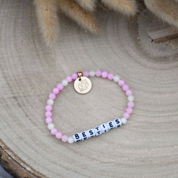 Freundschaftsarmband, Personalisiertes Geschenk, Perlenarmband für Frauen,Wortarmband Edelstein, Naturstein Armband, Glücksarmband Bestie