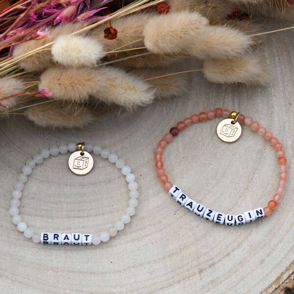 Armband Trauzeugin, Personalisiertes Geschenk, Trauzeugin Fragen, Perlenarmband für Frauen, Freundschaftsarmband