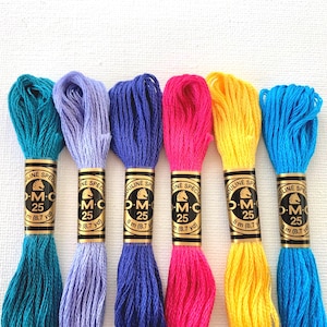 Jewel Tone DMC Floss Palette Emerald, Gold, Ruby, Amethyst Thread Bundle Six Strand Mouline Thread For Embroidery Cross Stitch DMC Discount