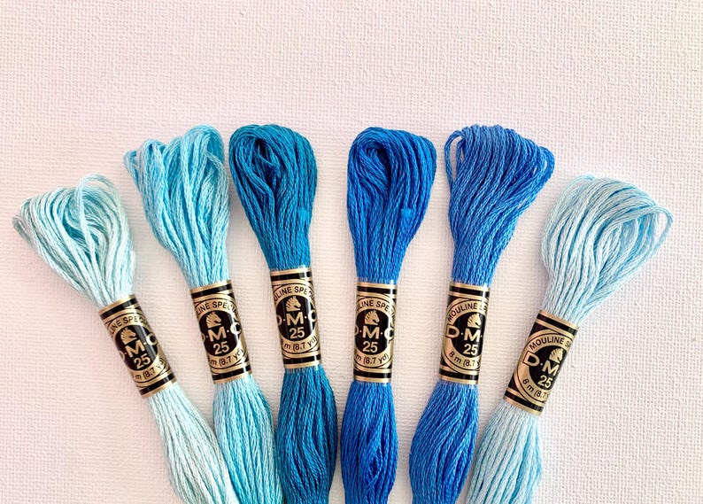 Blue Dmc Thread Ocean Blues DMC Thread Palette Deep Sea Blue Tones Floss Bundle Six ...