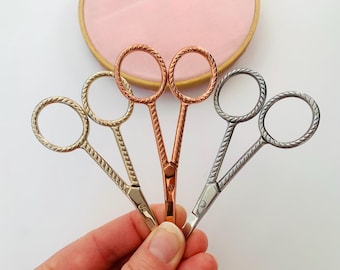Metallic Embroidery Scissors, Rose Gold Small Craft Scissors, Silver Thread Snips, Gift For Crafter, Stainless Steel Scissors