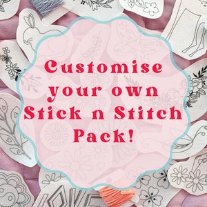 Customised Retro Boho Stick and Stitch Embroidery Patches Choose Your Own Designs Wash Away Embroidery Pattern Assorted Designs