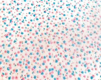 Tiny Pink Blue Flowers Cotton Poplin Fabric 50cm Length Ditsy Floral Pattern Fabric For Quilting & Dressmaking