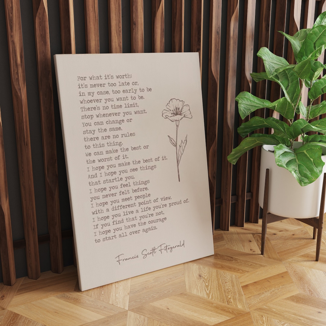 For What It's Worth Fitzgerald Quote Print / F. Scott Etsy