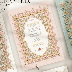 Personalized Luxury Islamic Marriage Certificate (Nikah Nama) ‘Laraib’ A3- Digital PDF | Any Color