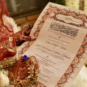 Personalized Luxury Islamic Marriage Certificate (Nikah Nama) ‘Hayat’ REGULAR A3 [11.7" X 16.5"] - Digital PDF Download | Printable Version