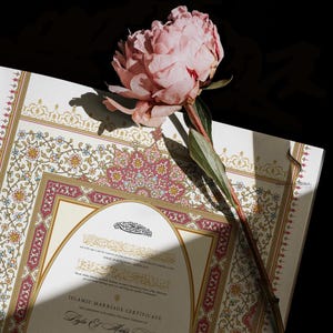 Personalized Luxury Islamic Marriage Certificate (Nikah Nama) ‘ZUHR’ REGULAR A3 [11.7" X 16.5"] - Digital PDF Download | Printable Version