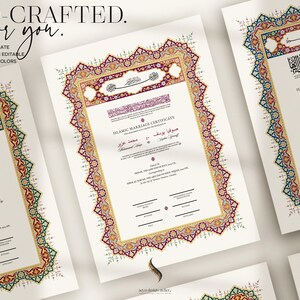 Personalized Luxury Islamic Marriage Certificate (Nikah Nama) ‘Yasmine’ A3 - Digital PDF | Any Color image 8