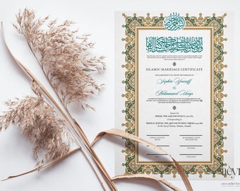 Personalized Islamic Marriage Certificate (Nikah Nama) - A3 Digital PDF