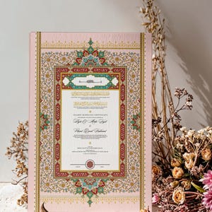 Personalized Luxury Islamic Marriage Wedding Certificate (Nikah Nama) ‘ZARAF’ | A3 | Digital PDF Download | Printable Version (Any color!)