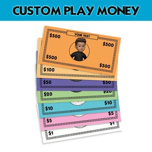 Dinero personalizado, dinero de juego, dinero con foto personalizado, dinero personalizado para el juego Monopoly