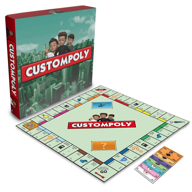 Gioco da tavolo Custompoly, gioco da tavolo personalizzato, regalo personalizzato, regalo personalizzato, gioco da tavolo completo immagine 1