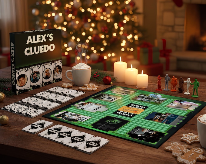 Custom Clue Board Game, Personalized Mystery Game, Custom Detective Game Gift, Christmas Party Game, Unique Gift for Couples & Families