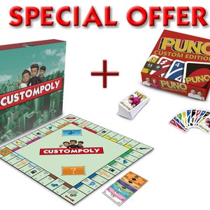 Custompoly Brettspiel, personalisiertes Brettspiel, individuelles Geschenk, personalisiertes Geschenk, Brettspiel-Komplettes Spiel, Customopoly Brettspiel