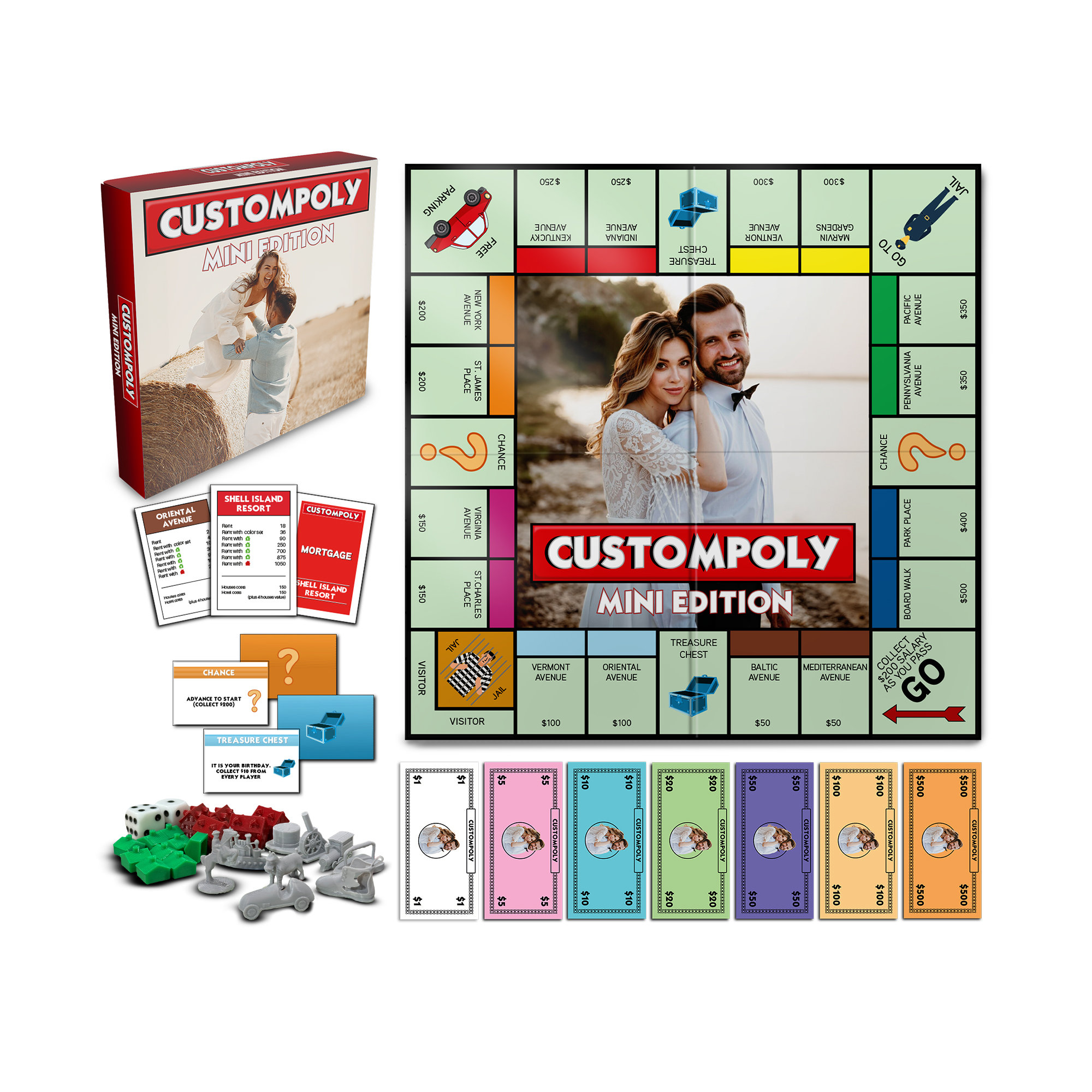 Custompoly Mini Board Game, Custom Mini Board Game, Custompoly Mini Edition, Custom Board Game, Custom Game For Couples, Valentine's Day