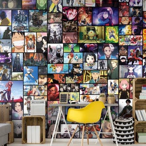 Anime ästhetische Wandcollage, japanische Manga Fan Art Tapete, Manga Anime entfernbares oder traditionelles (nicht geklebte Tapete) Tapete # 24