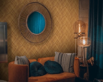 Papel pintado de ratán: textura rústica de mimbre estilo bohemio n.° 45