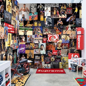 NBA Basketball Legends Collage Wallpaper, Basketball Players Wallpaper, Sport Motivation Wanddekoration, Custom Made NBA Wallpaper #11