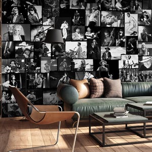 Carta da parati Country Legends, collage da parete di musica country - Arte Country Legends in bianco e nero, carta da parati Outlaw Traditional o rimovibile n. 132