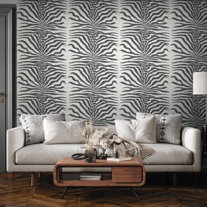 Zebra Print Peel and Stick Wallpaper, African Safari Animal Print, Zebra Temporary Wall Art, Amazing Wallpaper Boho Style Décor #64