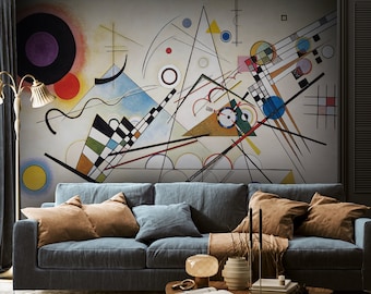 Kandinsky Composition 8 Reproduction Wallpaper, Abstract Art Wallpaper, Colorful Modern Classic Peel and Stick, Large-Scale Wall Decor #61