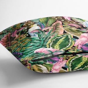 WatercolorTropical Throw Pillow Cover, Exotic Floral Luxury Pillow Cover, Botanical Decorative Pillow Case, Birds Double Sided Cushion  #12