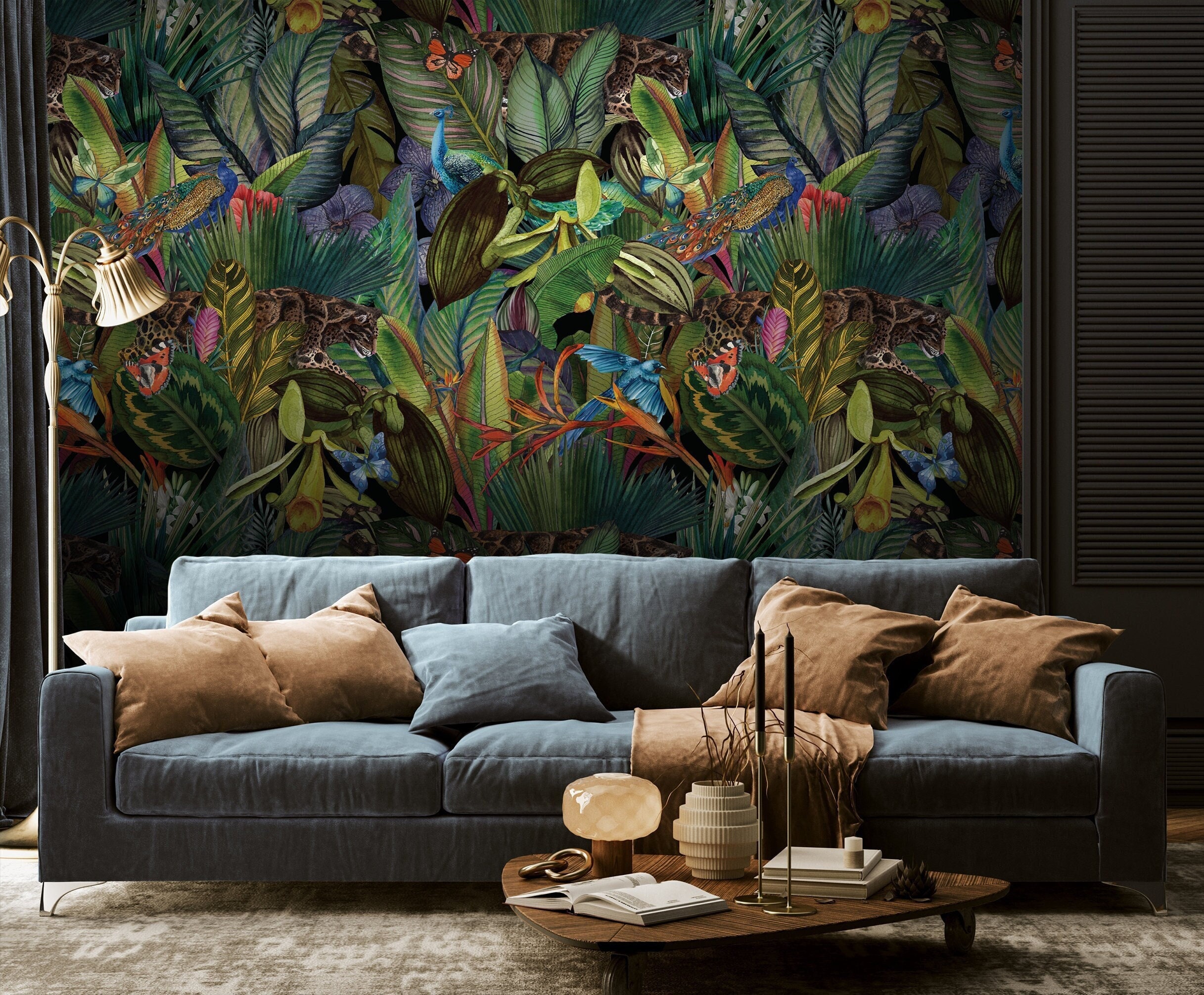 Watercolor Tropical Jungle Wallpaper, Bold Botanical Rainforest Peel and Stick Wallpaper, Colorful Tropical Garden, Amazing Wallpaper #27